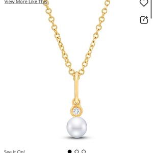 Jared Children's Freshwater Cultured Pearl & Diamond Necklace 14K Yellow Gold